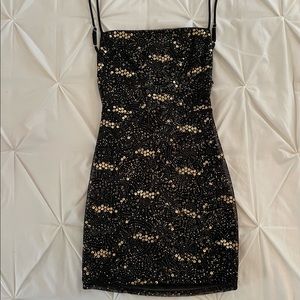 lucy in the sky black glitter open back dress